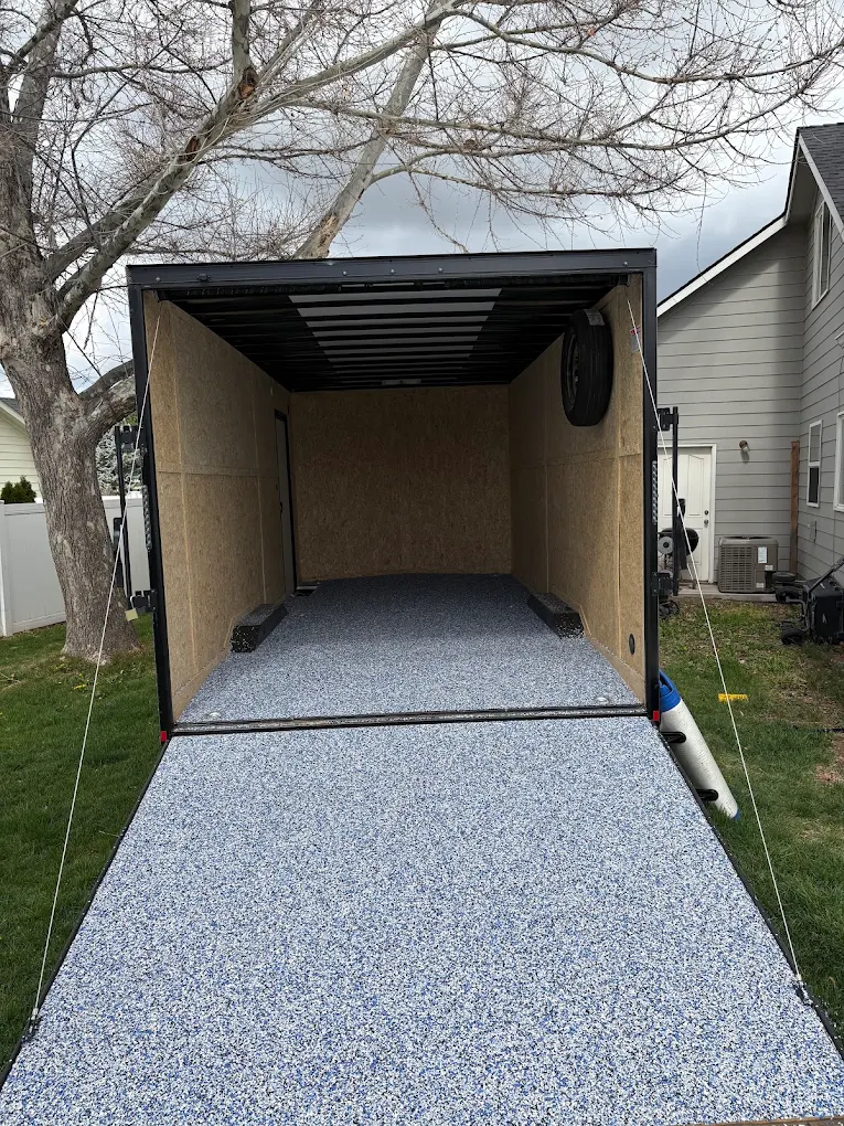 Epoxy floor coating in a residential utility space in Idaho
